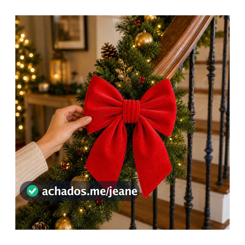 Laço Natalino Vermelho Aveludado 20x25cm Luxo Premium para Árvore Porta Guirlanda Enfeite Decoração de Natal Sofisticado