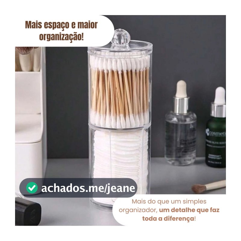 Organizador Porta Algodão e Cotonete em Acrílico Transparente banheiro |  2 em 1 com Tampa – SQ7750