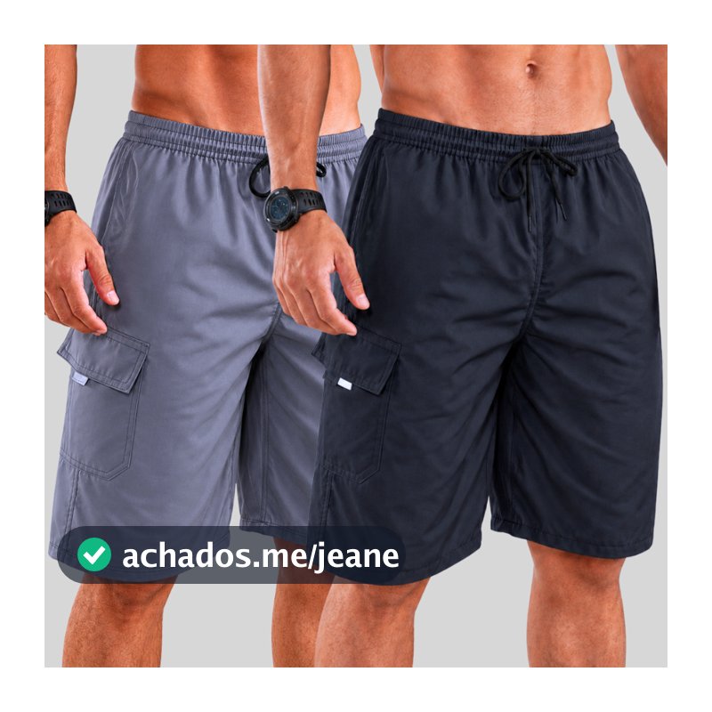 Kit 2 Bermuda Masculina Cargo Bermudas Masculinas Brim Short Masculino Bolso Elástico