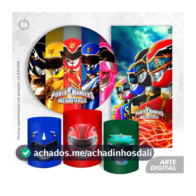 PAINEL DE FESTA POWER RANGERS MEGA FORCE EM TECIDO SUBLIMADO