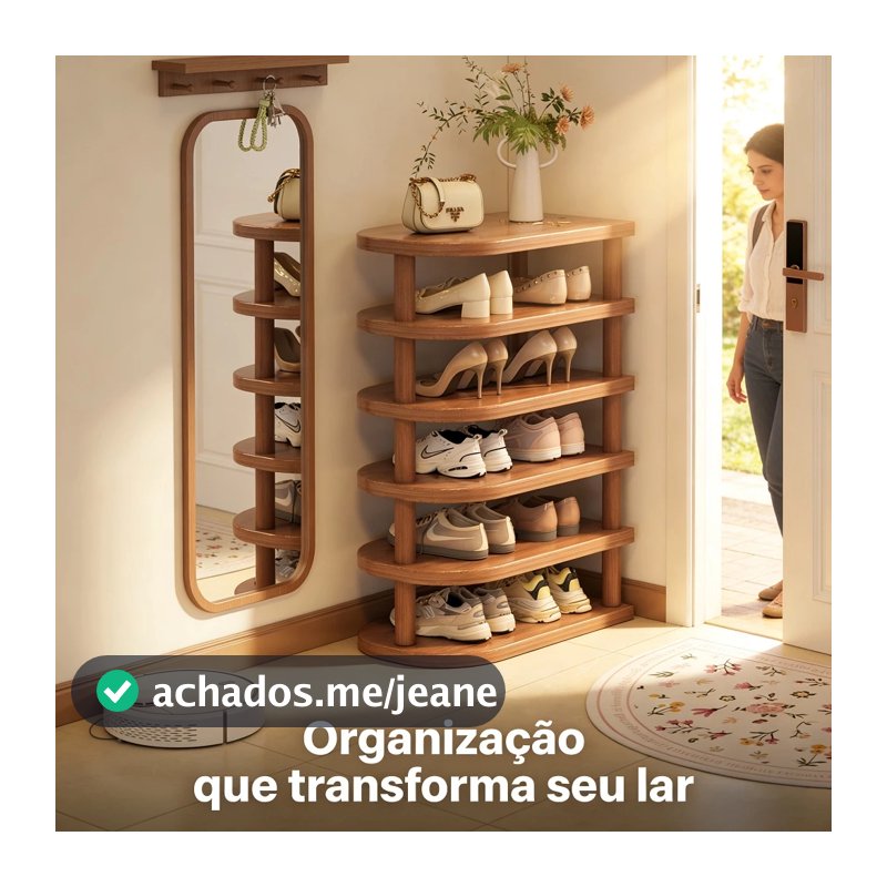 Sapateira Vertical 6 Camadas Estreita de Madeira Fácil Montagem