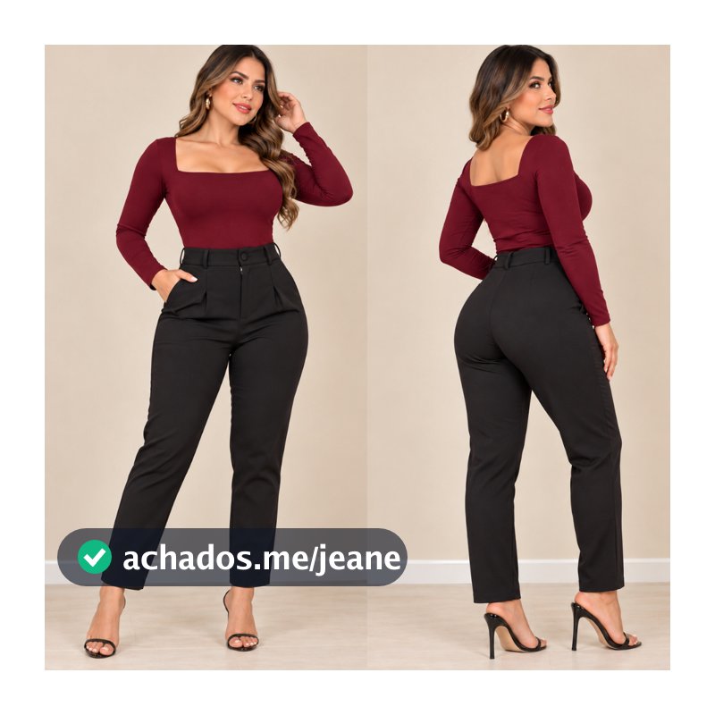 Calza femenina alfaiataria cintura alta premium