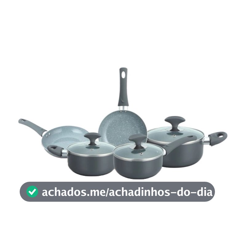 Conjunto de Panelas Cerâmica Cazza Chef Cinza 5 Peças
