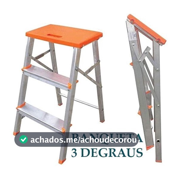 Escada Banqueta Alumínio Forte Tesoura 3 Degraus Resistente Qualidade