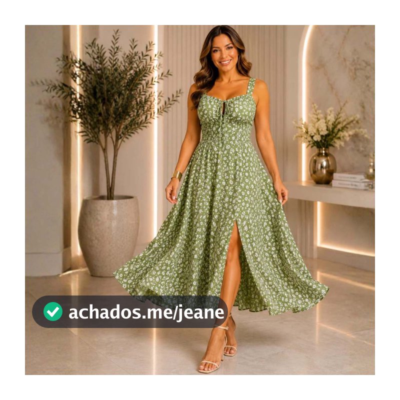 Vestido Mídi Feminino Floral Romântico Elegante Moda Verão Confortável Tendência 2026