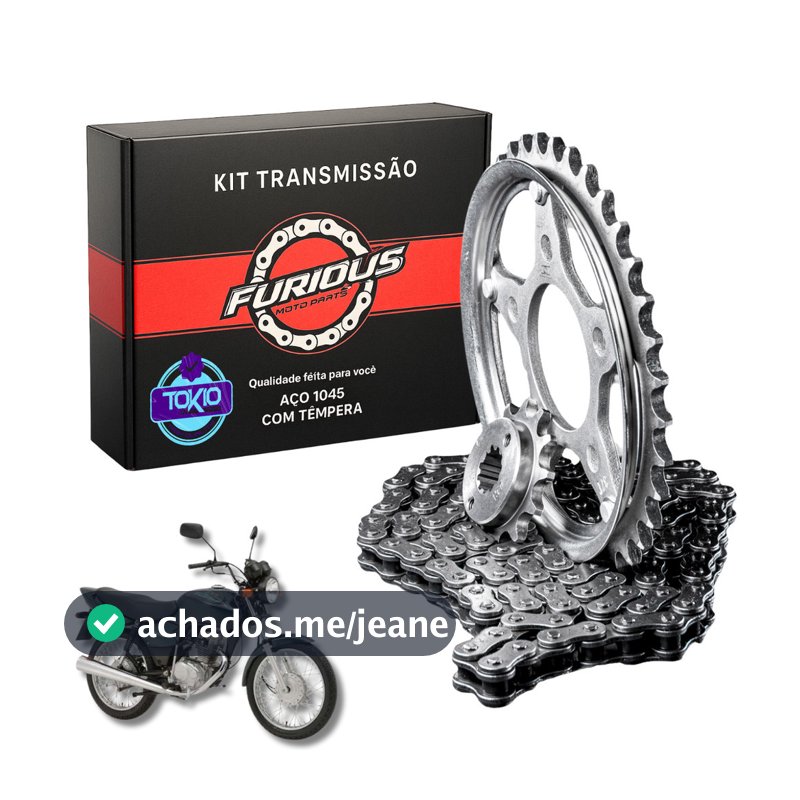 KIT RELAÇÃO CG 125 2000 A 2008 TITAN TRANSMISSÃO FAN