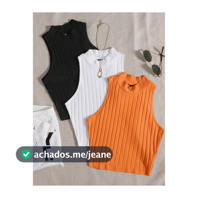 KIT 3 ou 1 Unidade Cropped Feminino Canelado Golinha Básica Moda Verão Diversas Cores Carnaval Praia