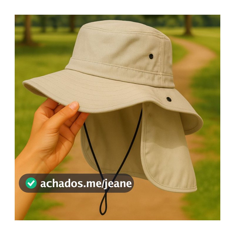 Chapéu com Protetor de Pescoço e Aba Larga – Estilo Australiano para Esportes ao Ar Livre