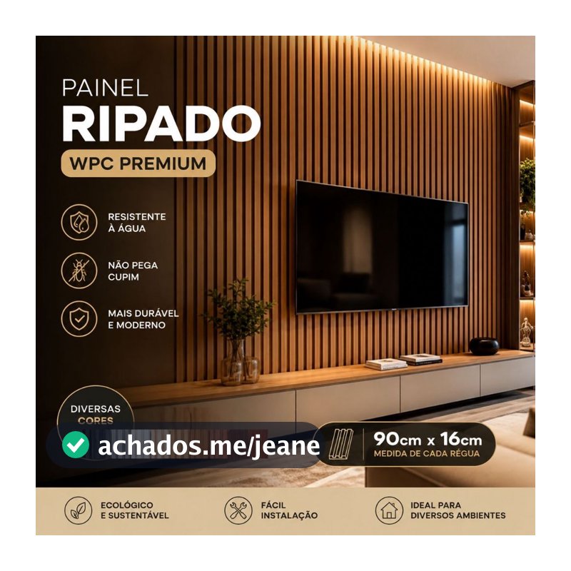 Kit Painéis Ripados WPC 89x17cm 18mm - Revestimento Decorativo Parede Sala Quarto - Escolha seu kit