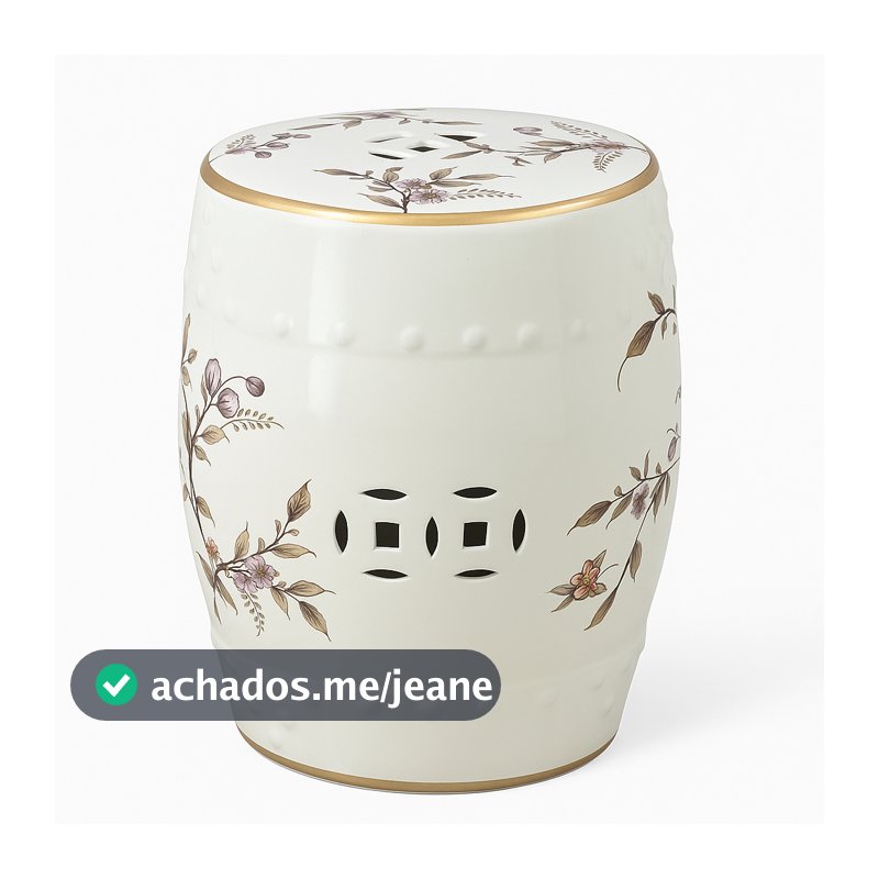 Puff Cerâmico Seat Garden Banqueta Jardim Oriental Decoração