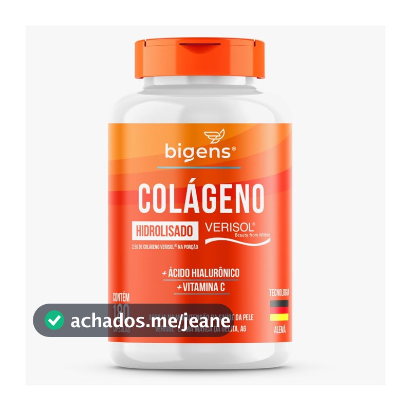 Colágeno Hidrolisado Verisol com Ácido Hialurônico e Vitamina C, 180 Capsulas, Biogens