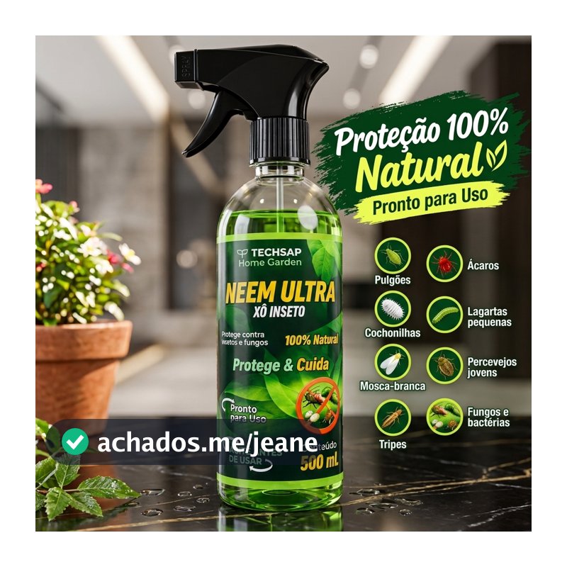 Neen Spray Pronto para Uso Proteção Natural Repelente Pulgões Cochonilhas Ácaros Moscas Lagartas Fungos Bactérias 500mL