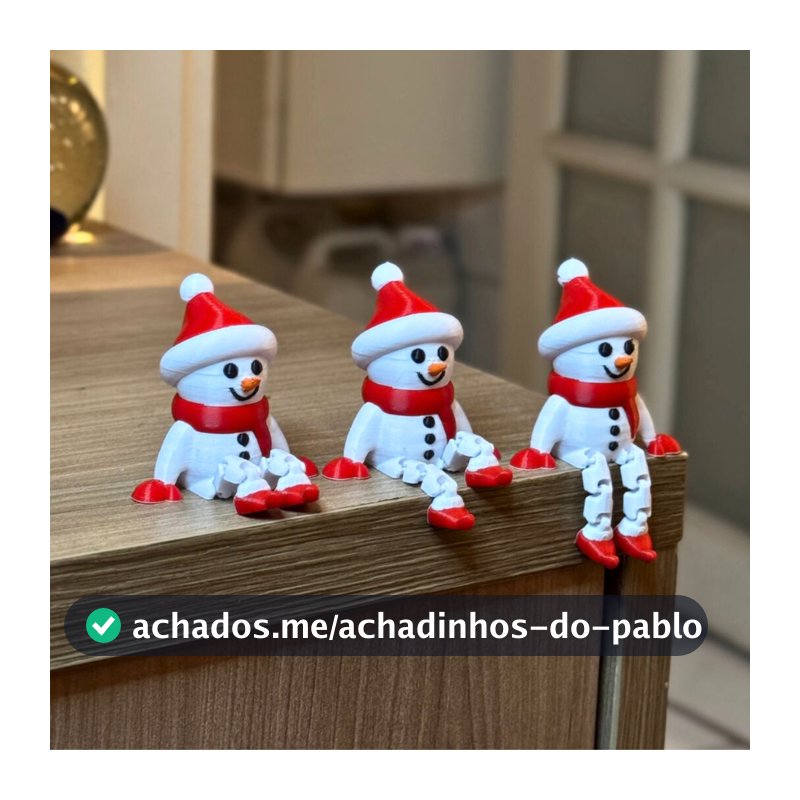 Boneco de Neve Articulado Natalino | Sentado com Pernas Articuladas | Decoração De Natal