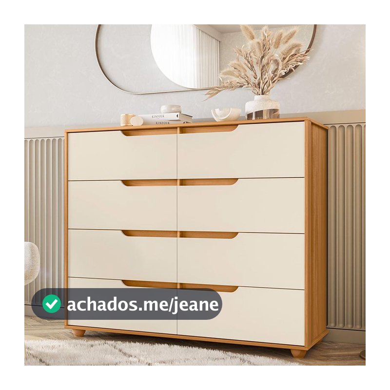 Cômoda Quarto Doble com 8 Gavetas e Pés