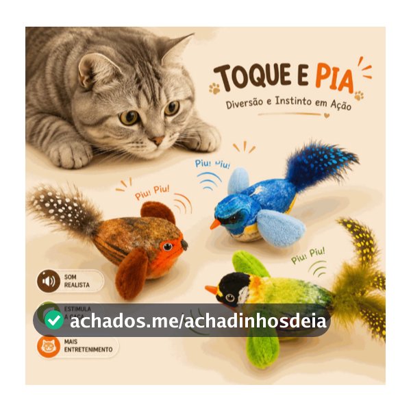 Brinquedo Pássaro Interativo para Gatos com Som Realista Catnip Pena Brinquedo Mordedor Caça Diversão Pet