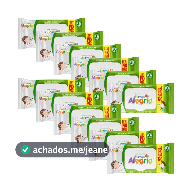 Kit Lenços Umedecidos Turma da Alegria Leve 140 Pague 120 Unidades