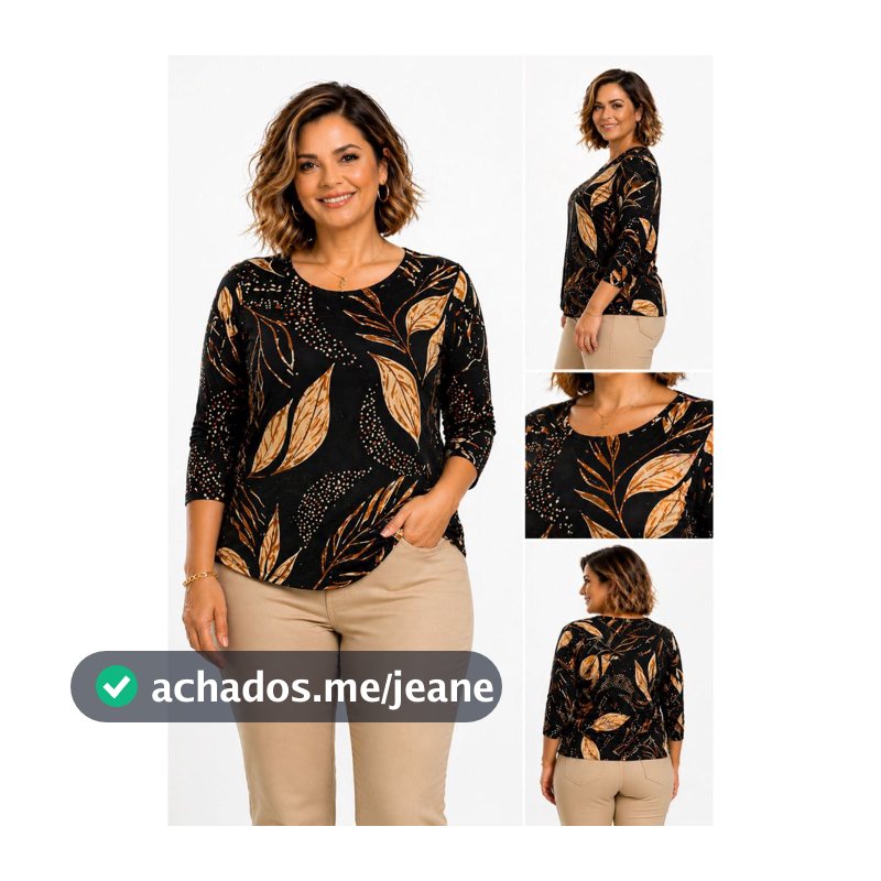 Blusa Feminina Manga 3/4 de Malha Fria, Não Amassa, Não Desbota Do M ao G6 Ref:018