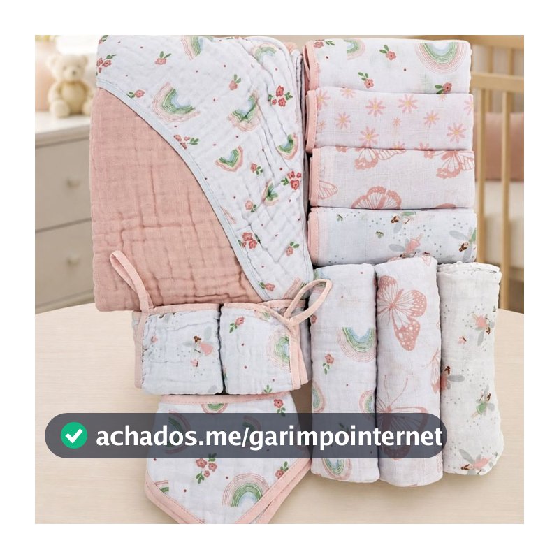 Enxoval Bebê Papi Soft Kit 12 Peças Toalha Fralda Cueiro Paninho de Boca Babador Maternidade Presente RN 100% algodão