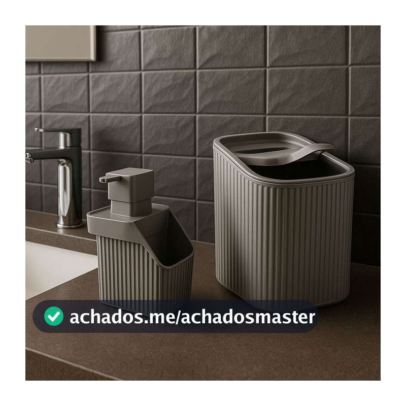 Kit Pia Cozinha Porta Detergente e Lixeira 3 Litros Usual Utilidades