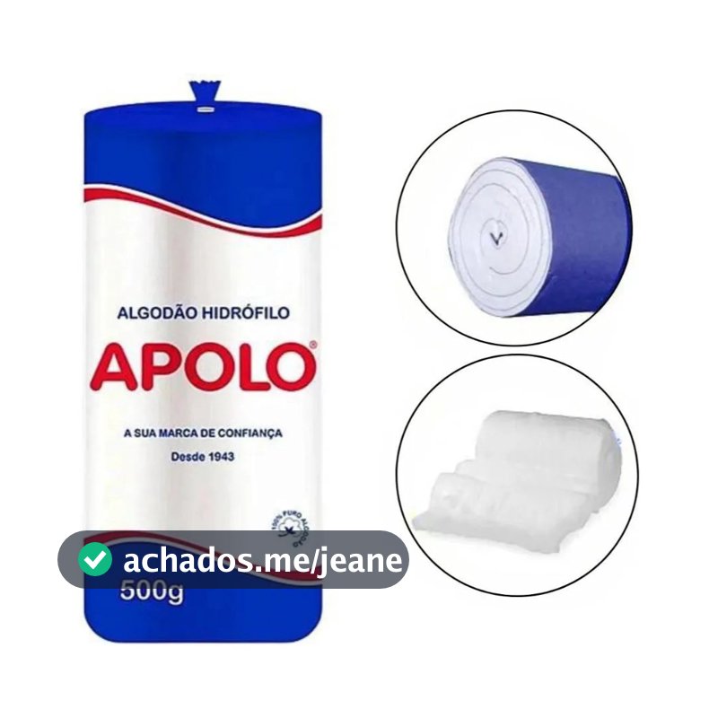 Algodão Hidrófilo Apolo Rolo 250g ou 500g Macio Absorvente Multiuso