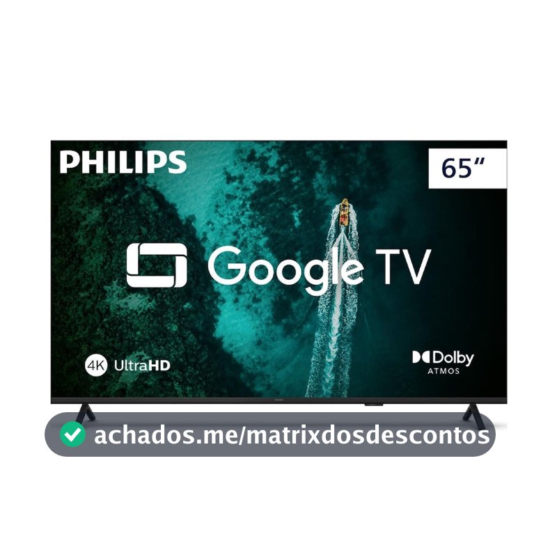 Smart TV 65 polegadas 4K Philips 65PUG7419/78 Google TV Comando de Voz Dolby Atmos