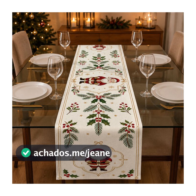 Caminho De Mesa Tema Natal Para Mesa Posta Em Tecido Sublimado