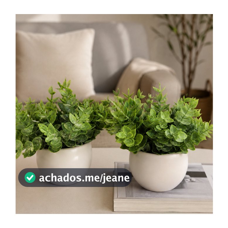 Kit 2 Vasos com Plantas Artificiais Decorativas Vaso Branco  Mini Arranjo para Sala Banheiro Escritório