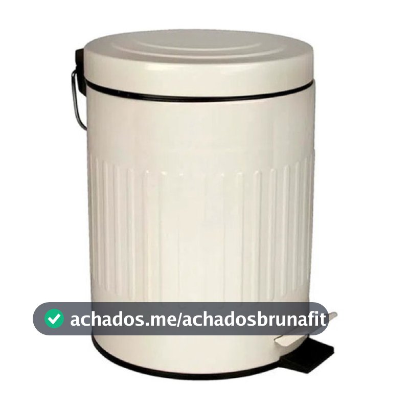 Lixeira Retrô Bege e Preta 5L Inox Cozinha Banheiro Escritório
