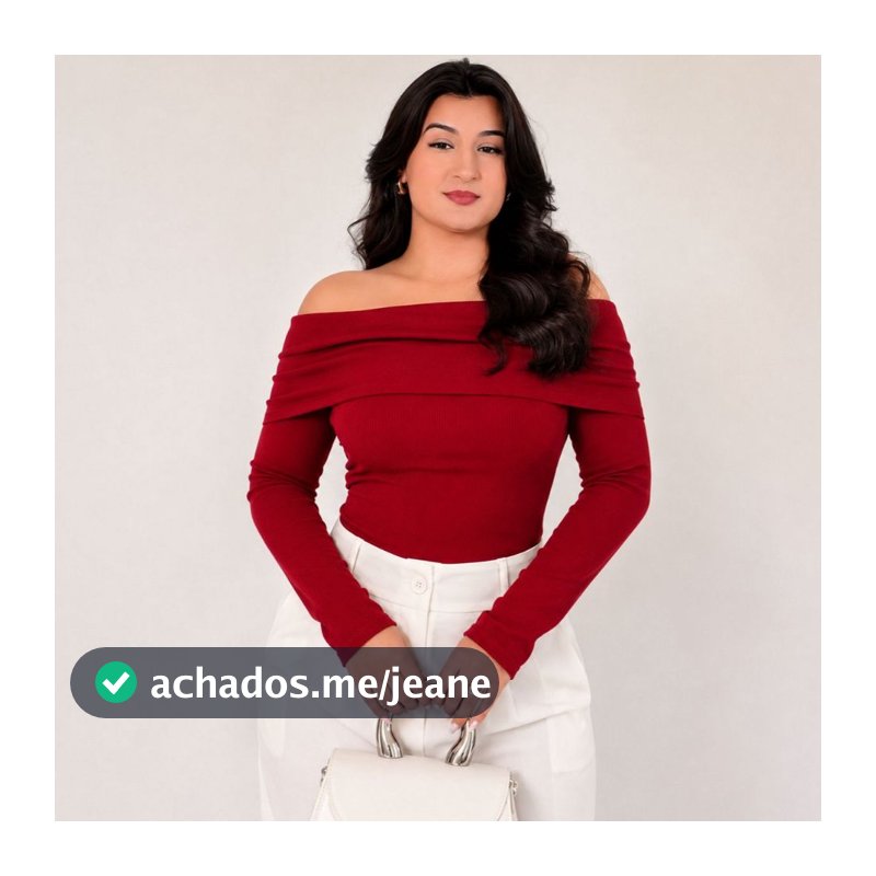 Blusa Feminina Ombro a Ombro Manga Longa Ribana Canelada Inverno