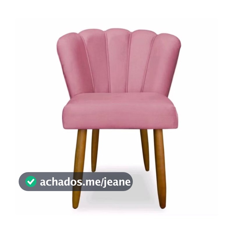 Cadeira petala decorativa veludo rosa