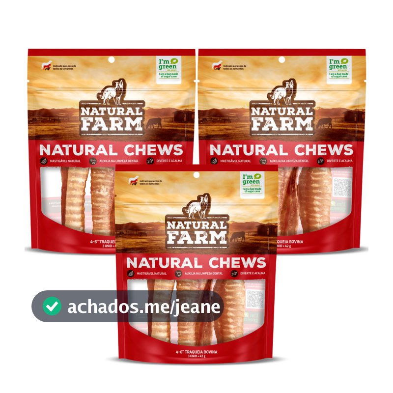 Petisco Natural para Cachorro Traqueia Bovina 3 a 9un | Mordedor Natural Anti Tártaro