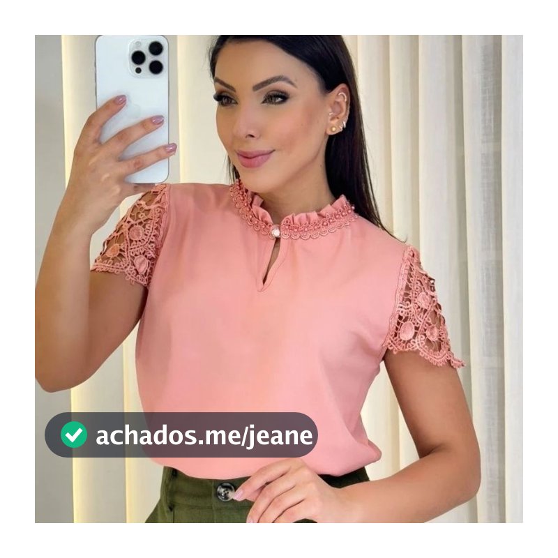BMC88:  Blusa social evangélica, blusa manga curta, blusa com renda.