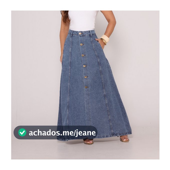 Saia Longa Jeans Feminina com Botões - Cintura Alta Estilo Retrô