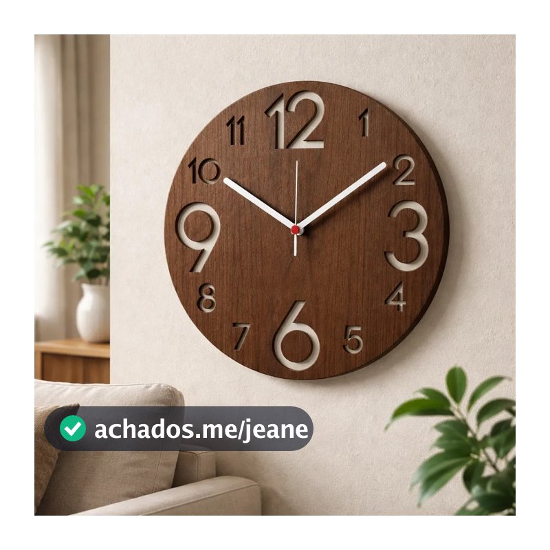 Relógio De Parede Sala Cozinha Grande 40cm Marrom Moderno