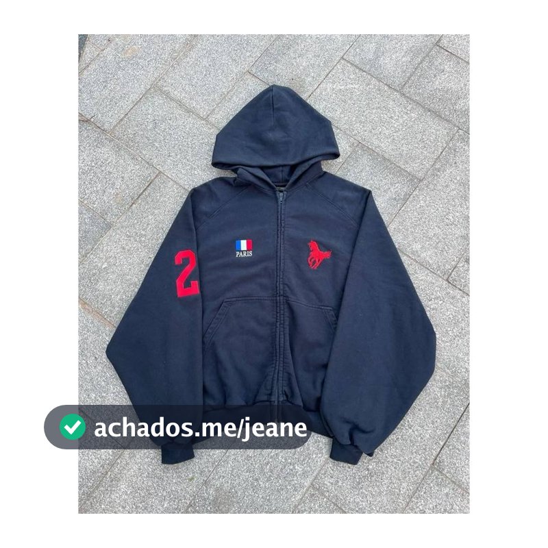Moletom com Zíper e Capuz França Polo Cavalo Várias Cores Streetwear Unissex 100% Algodão