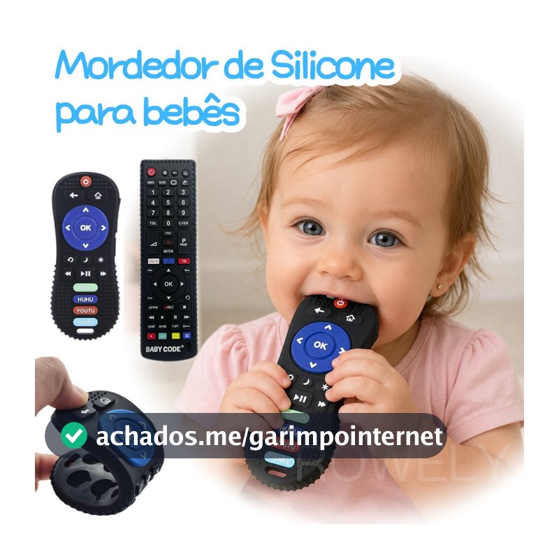 Mordedor de Controle Remoto Silicone para Bebês Macio Anti Stress Alivia Gengiva Brinquedo Sensorial