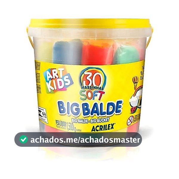 Massinha De Modelar Acrilex Big Balde 1,5kg C/30massas soft