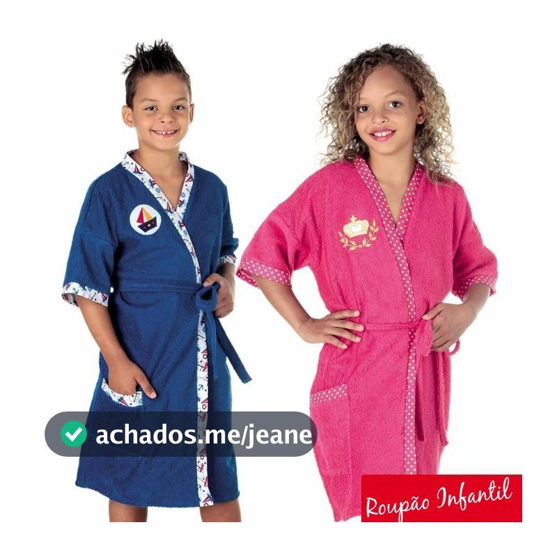 Roupão Infantil para Banho de Algodão Felpudo Com Bordado e Bolso Para Menina e Menino Praia Piscina