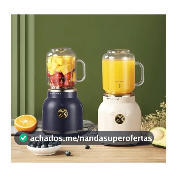 Mini Liquidificador Portátil Copo Caneca 500ml e 450ml Com 10 Lâminas, Tampa, Canudo e Copo Recarregavel