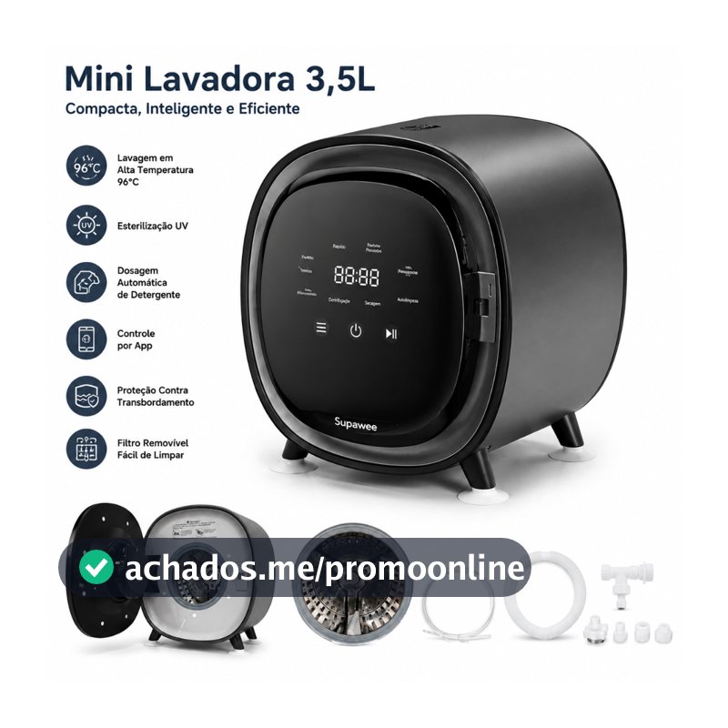 Lava e Seca 3,5kg Inverter Econômica com 8 Programas de Lavagem