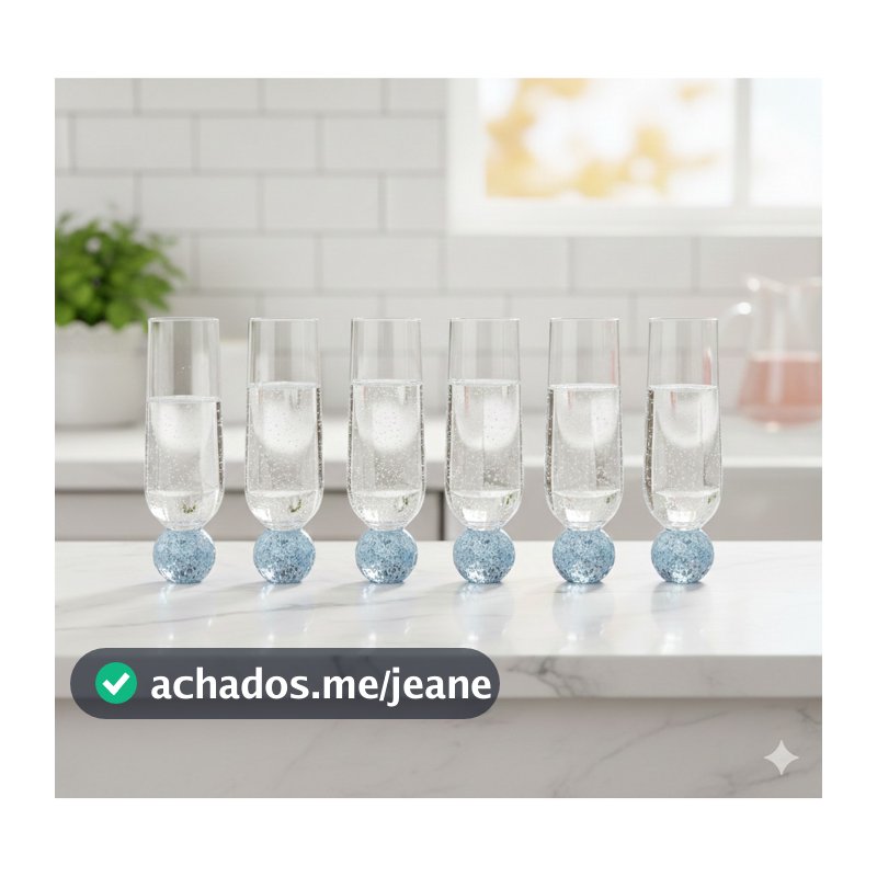 Kit 6 Taças Champagne Espumante Com Base Em Esfera Bubble Orbe Marinha 280ml