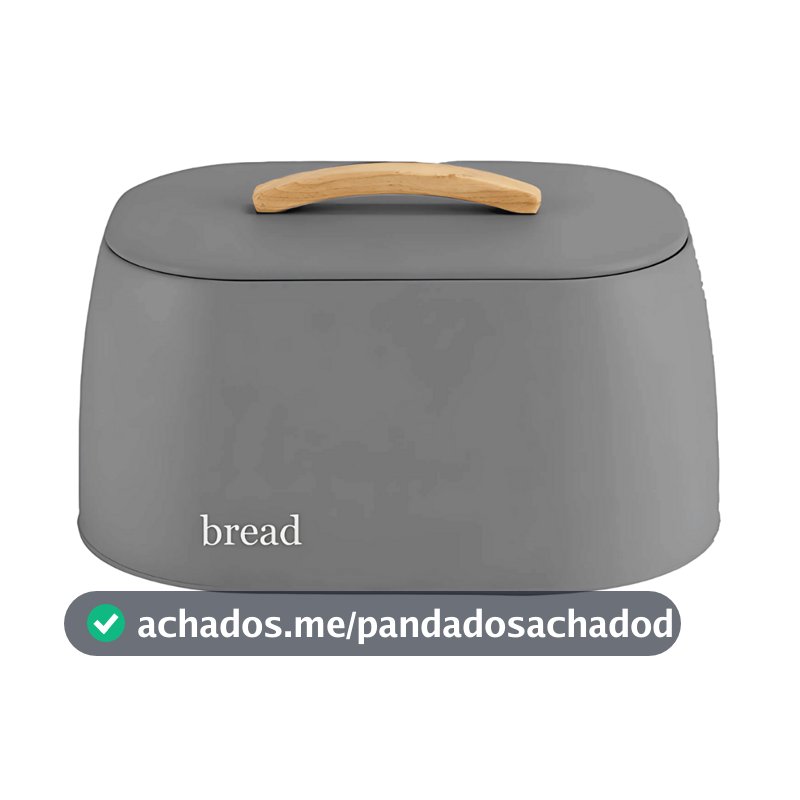 Porta Pão Bege Tampa Com Alça Bambu Sense Metalla Bread Metal Liso OU Presente Casamento Decoração