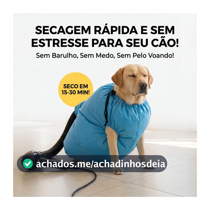 Saco Secador para Pet - Secagem Rápida 15-30min, Pelos Secos, Anti-Ansiedade, Para Cães e Gatos, Lavável, Reutilizável