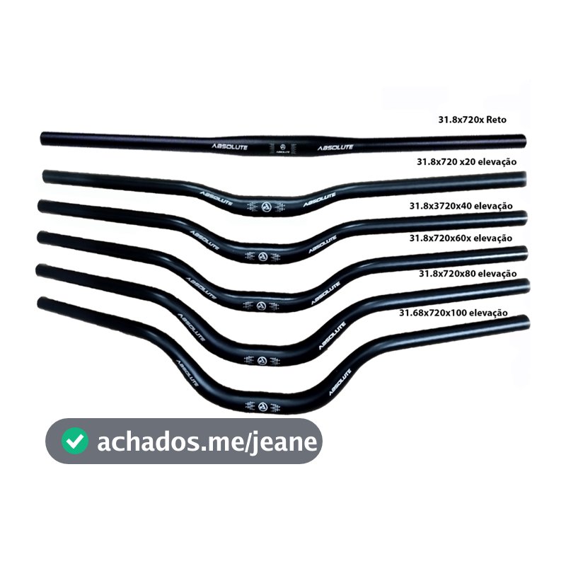 Guidão de bike Absolute 31.8 X 720 Preto elevação H100mm 80mm 60mm 40mm 20mm  aluminio