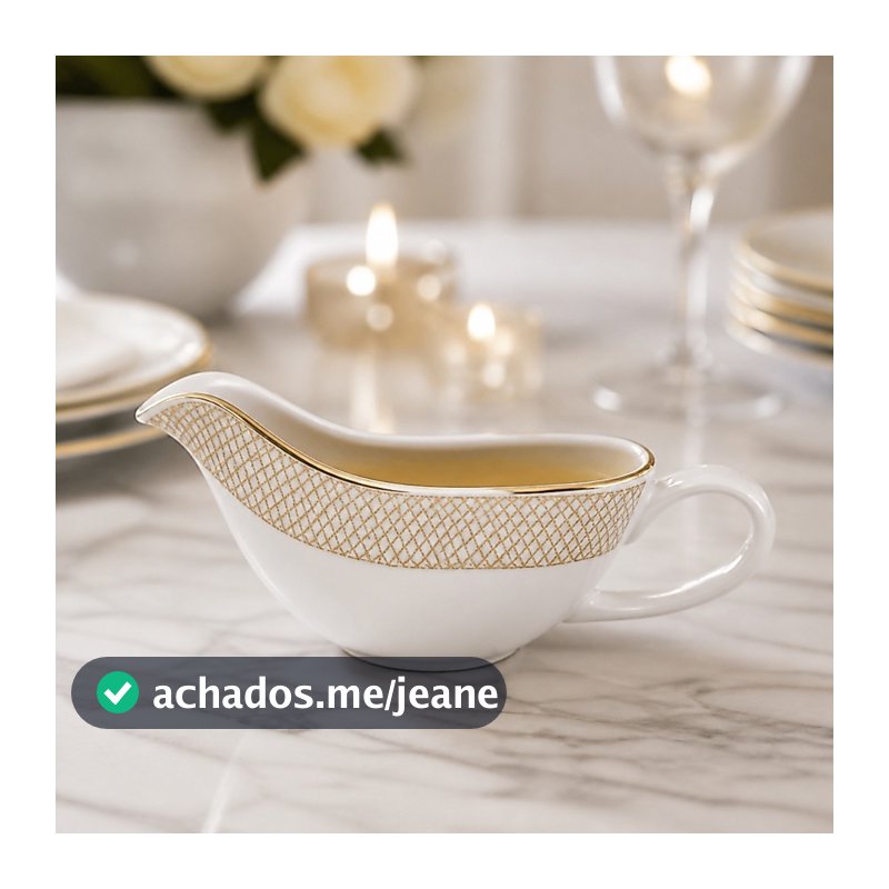 Molheira De Porcelana Regalis Branca Com Borda Dourada 450ml Hauskraft