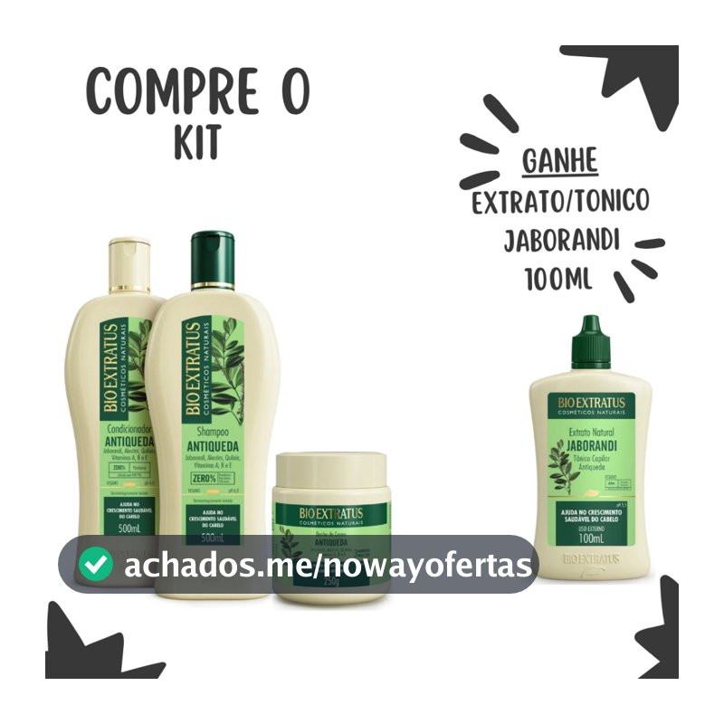 Kit Antiqueda Jaborandi Bio Extratus ( Shampoo, Condicionador e Banho de Creme 500mL/250g)