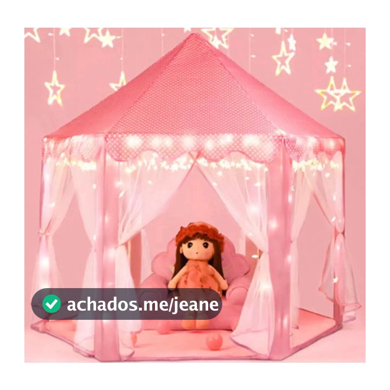 Barraca Toca Rosa Tenda Cabana Princesa Castelo Com Luz De Led Formato Estrela Melhor Presente