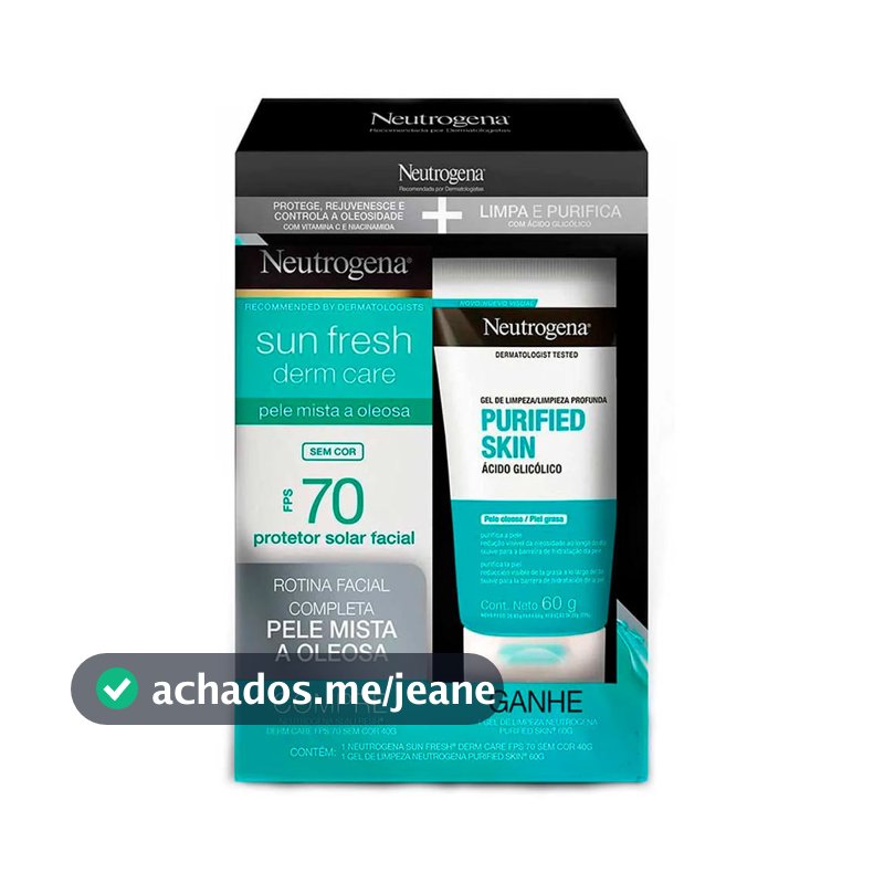 Protetor Solar Neutrogena Sun Fresh Derm Care FPS 70 Sem Cor 40g e Ganhe Gel de Limpeza Purified Skin 60g