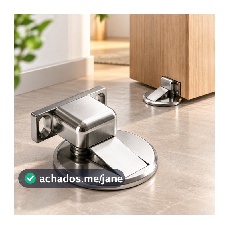 Kit 2/3/4/6 Prendedor de Porta Trava Fixador  Magnético Adesivo Slim Inox Instalação Sem Furos
