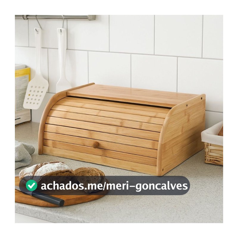 Porta Pão Grande Com Tampa Retrátil Em Madeira Organizador De Cozinha.